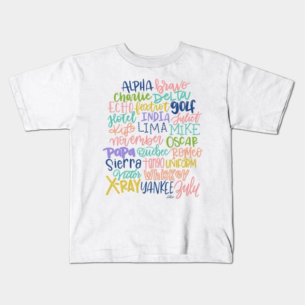 Phonetic Alphabet Kids T-Shirt by HeyHeyHeatherK